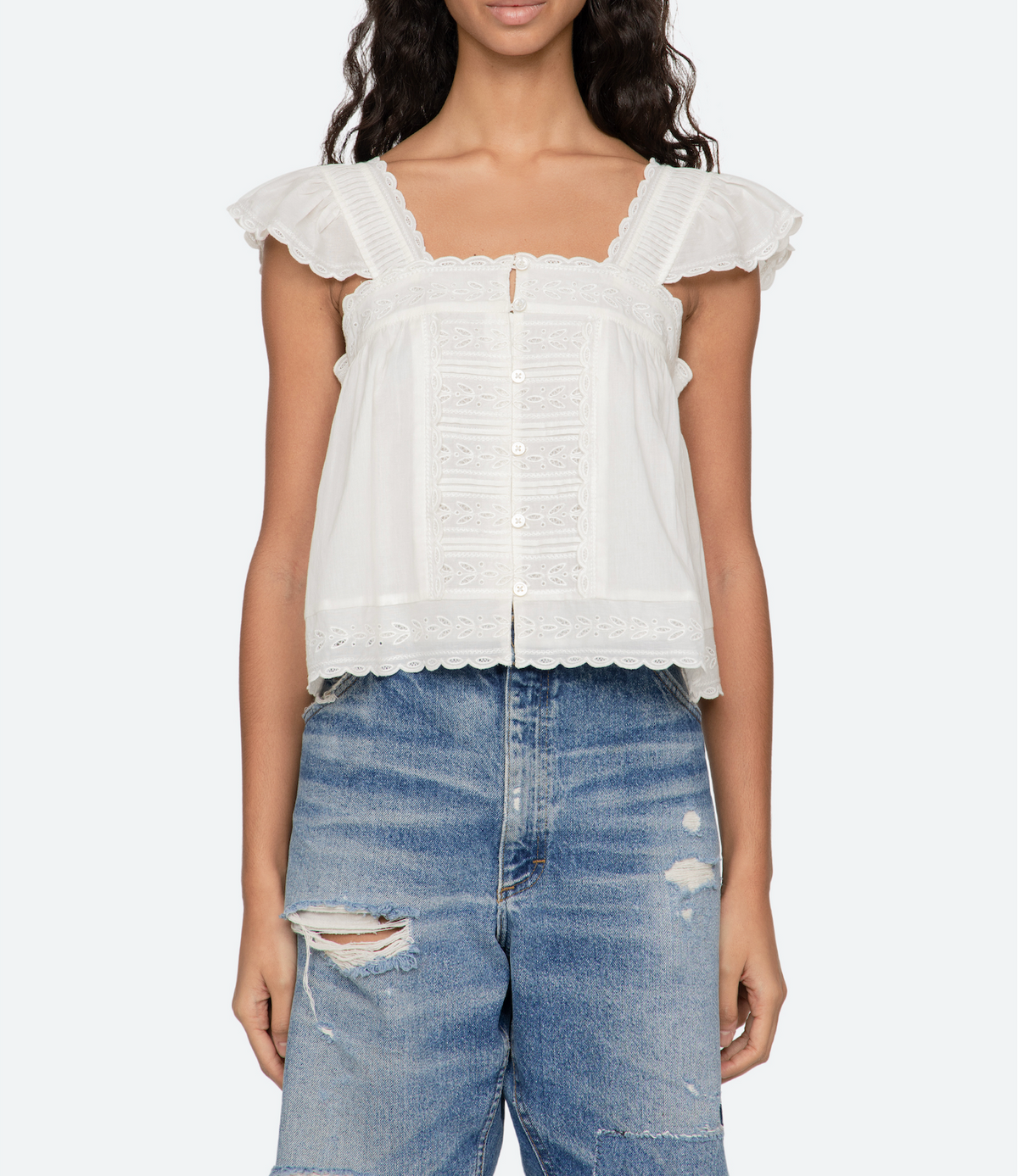 Eliza Solid Flutter Top