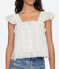Eliza Solid Flutter Top WHITE
