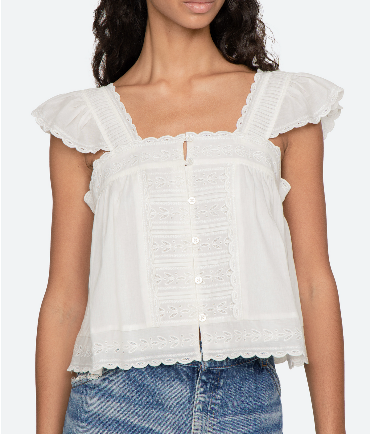 Eliza Solid Flutter Top