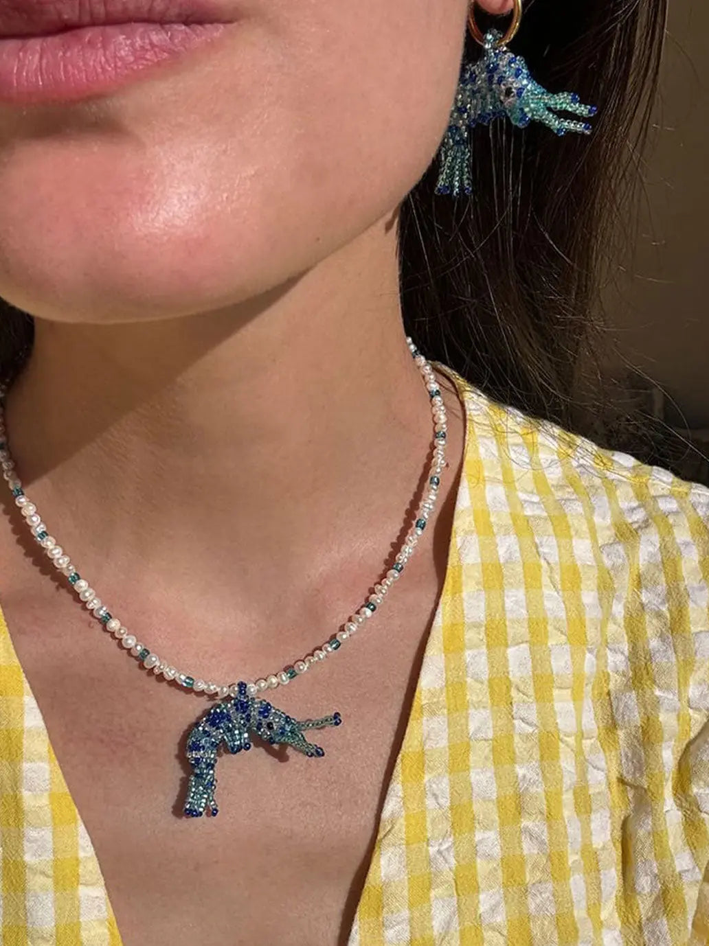 Naszyjnik Baby Prawn &amp; pearls necklace Amori Mori BEBE Concept 