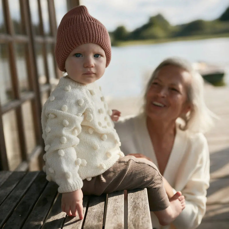 sweterek popcorn z wełny merino Mille Family BEBE Concept 