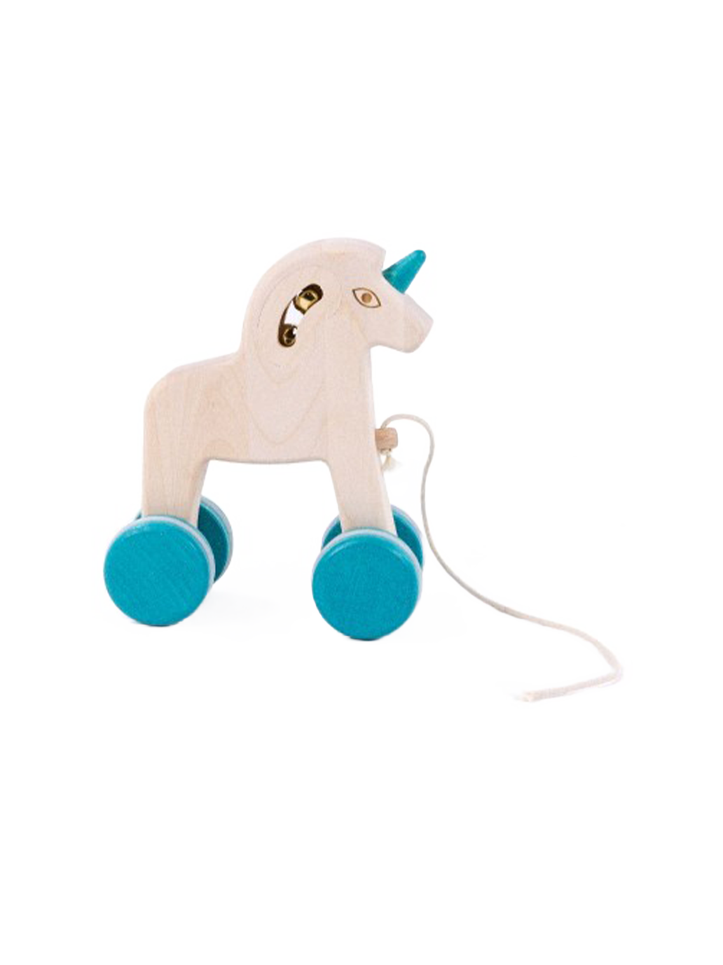 Drewniany jednorożec na kółkach z dzwoneczkami Bajo BEBE Concept 