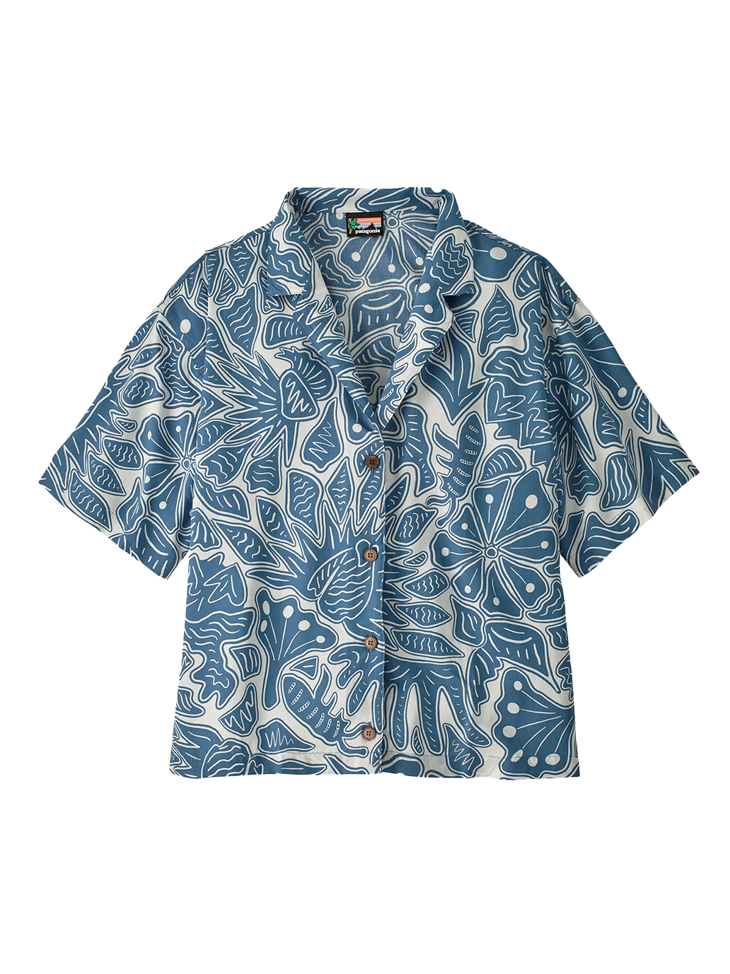 W&amp;#39;s Tidal Threads Shirt BEES AND FLOWERS: STILL BLUE