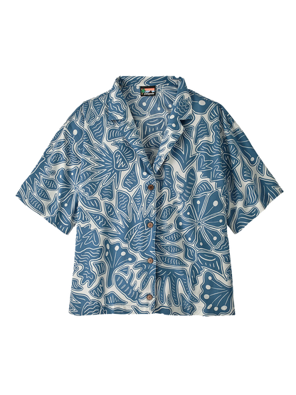 W&amp;#39;s Tidal Threads Shirt BEES AND FLOWERS: STILL BLUE