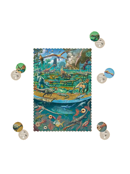 Puzzle kieszonkowe z grą obserwacyjną Dinozaury Londji BEBE Concept 