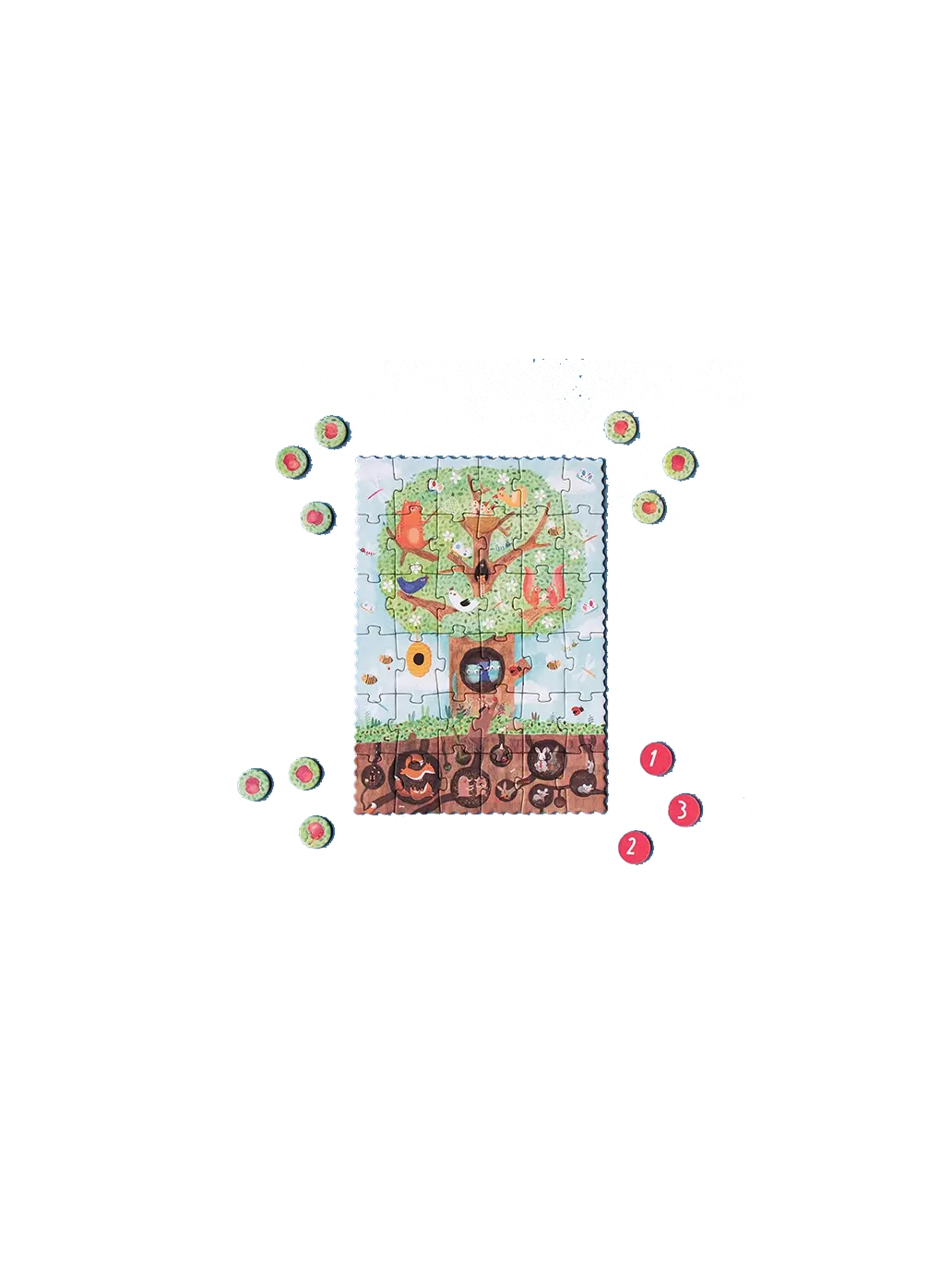Puzzle kieszonkowe z grą obserwacyjną Jabłonka Londji BEBE Concept 