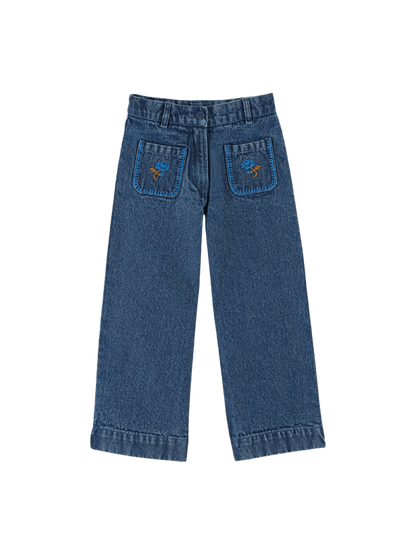 Hose Embroidered Denim Pants DENIM