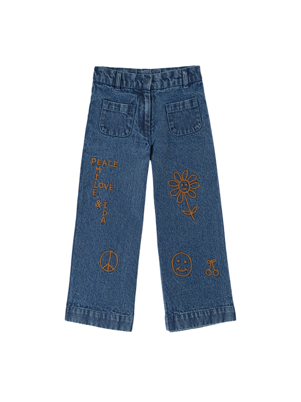 Kalhoty Hippy embroidered denim pants
