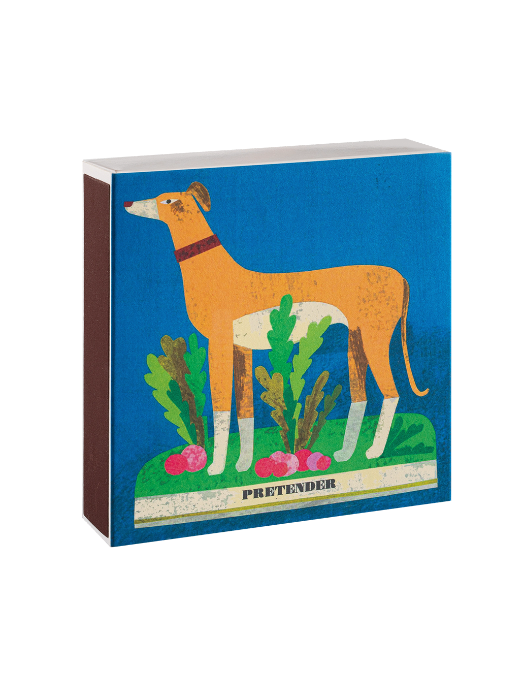 Luxury matches in a decorative square box WHIPPET AND RADISHES