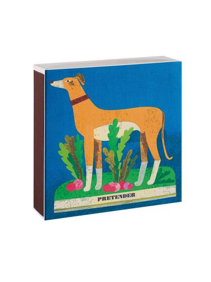 Luxury matches in a decorative square box WHIPPET AND RADISHES