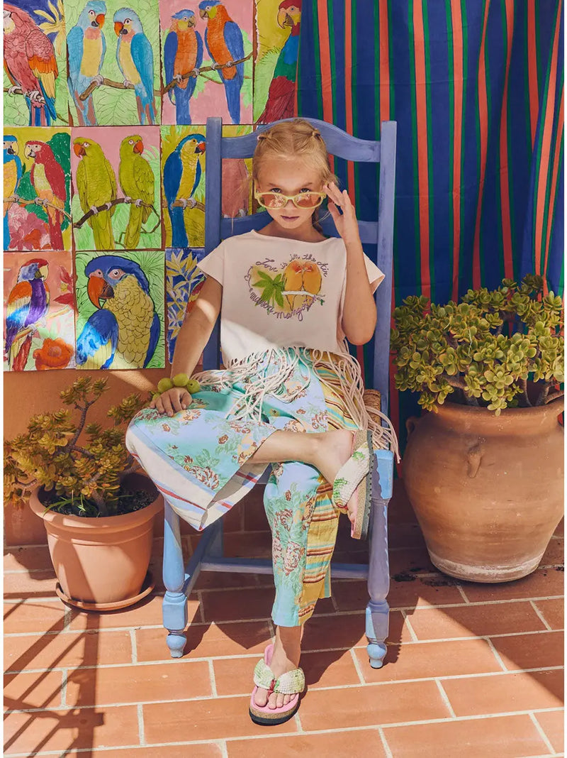 Vintage Flowers Patchwork Pants Mint Maison Mangostan BEBE Concept 