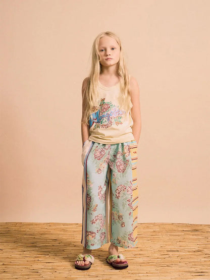 Vintage Flowers Patchwork Pants Mint Maison Mangostan BEBE Concept 