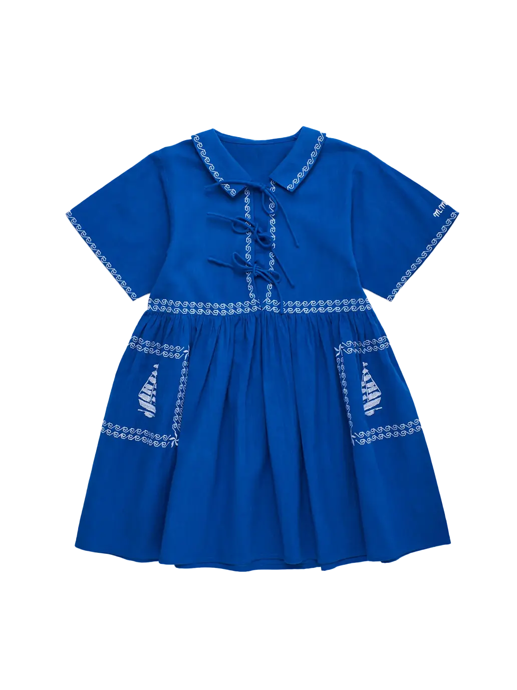 Barcos Embroidered Dress Blue Maison Mangostan BEBE Concept 