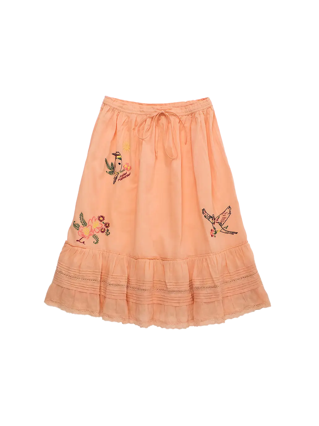 Birds Embroidered Skirt Peach Maison Mangostan BEBE Concept 