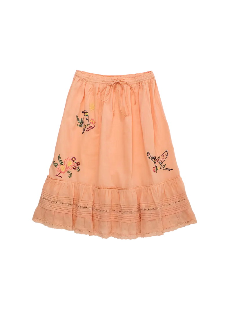 Birds Embroidered Skirt Peach Maison Mangostan BEBE Concept 