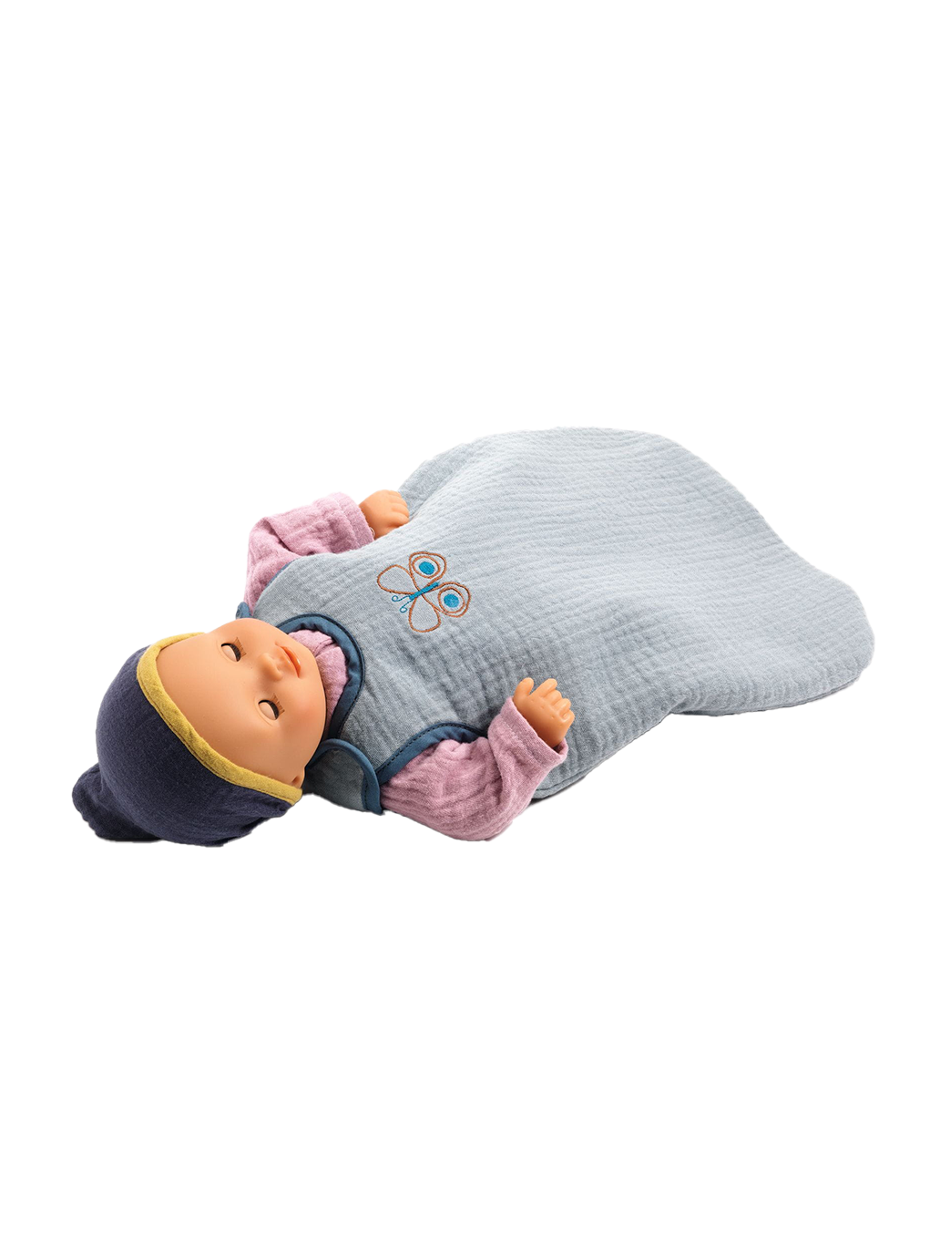 Muślinowy śpiworek do spania dla lalki Pomea Djeco BEBE Concept 