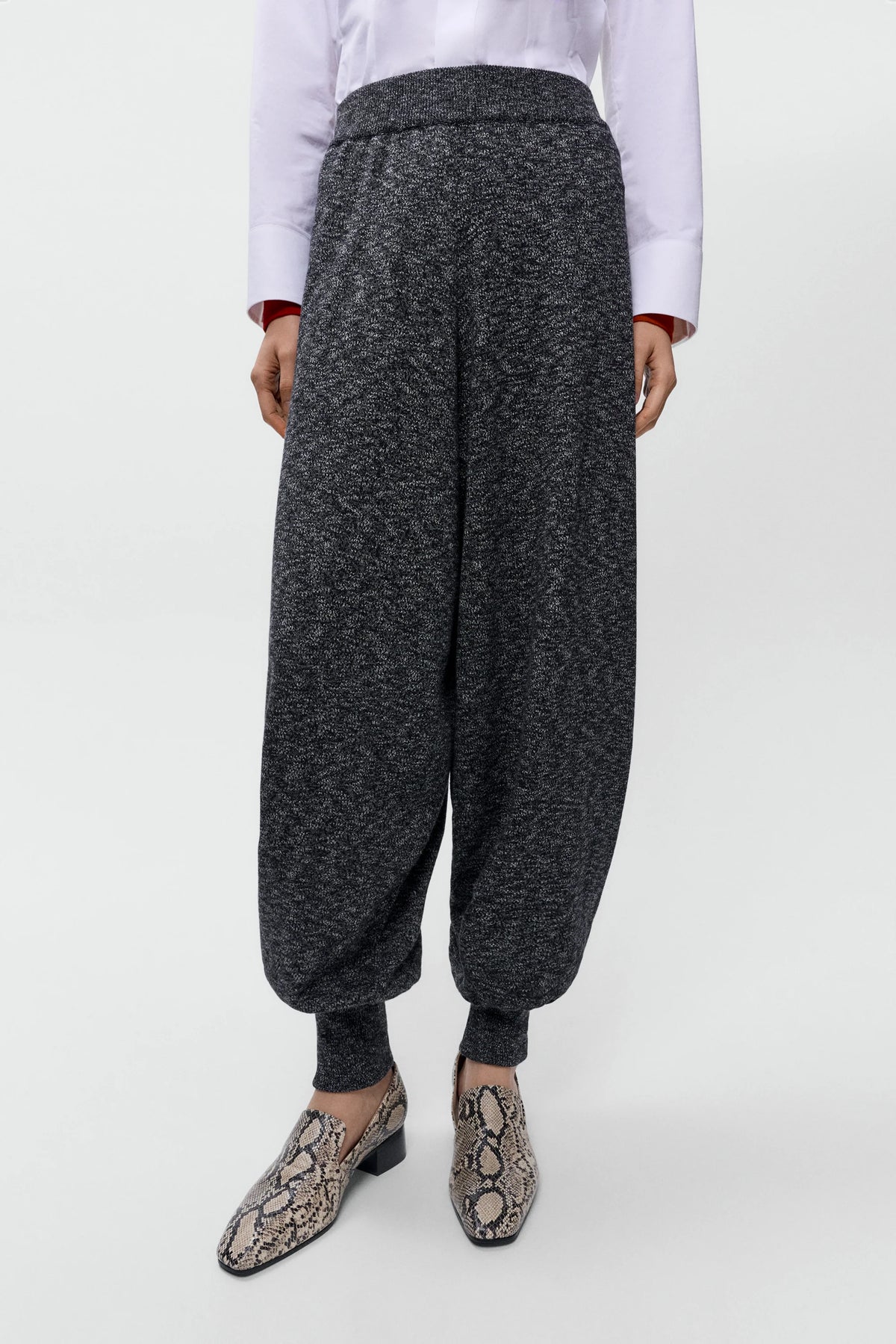 Cotton Flecked Pants Black