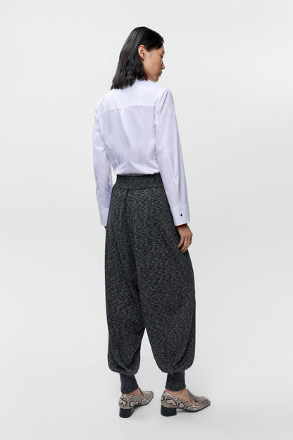 Cotton Flecked Pants Black BLACK