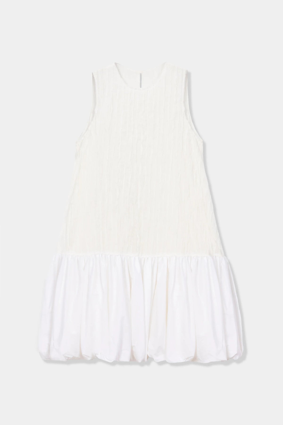 Crinkled Balloon Dress White