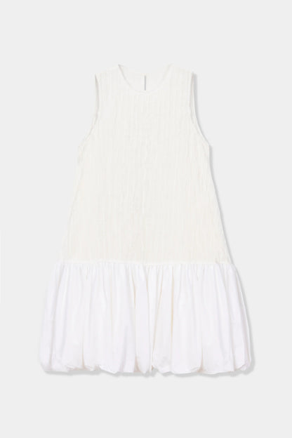Crinkled Balloon Dress White WHITE