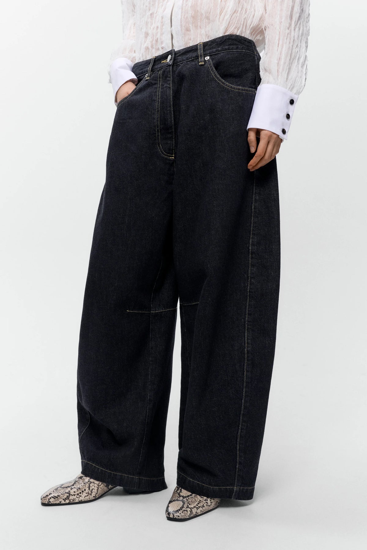 Curved Baggy Jeans Black BLACK