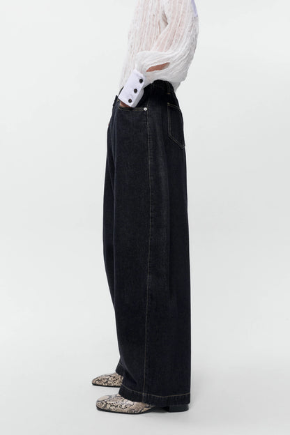 Curved Baggy Jeans Black BLACK