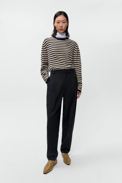 Organic Cotton Striped Long-Sleeve Tee BLACK