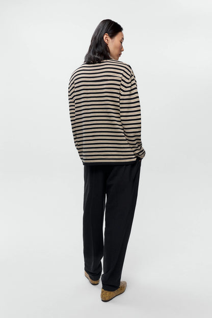 Organic Cotton Striped Long-Sleeve Tee BLACK
