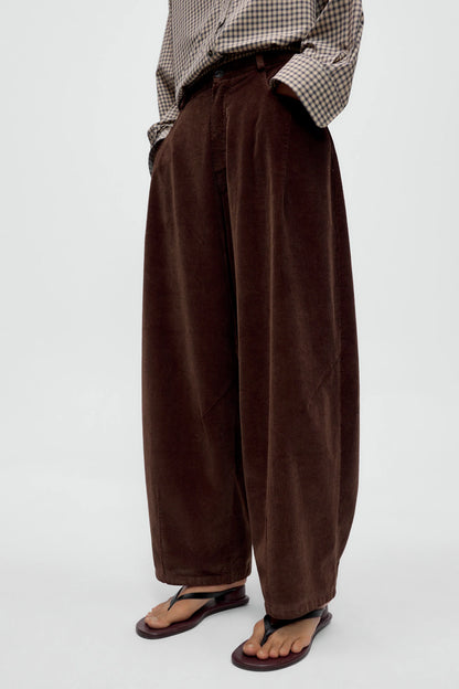 Manšestrové kalhoty Baggy BROWN