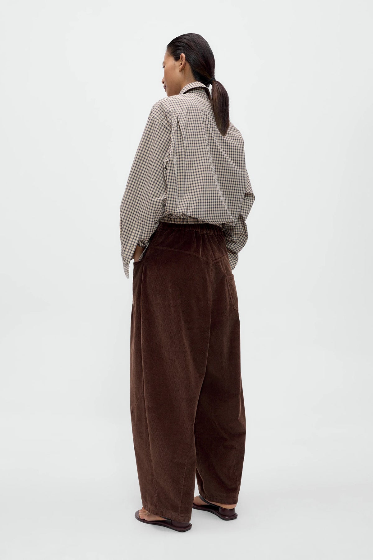 Manšestrové kalhoty Baggy BROWN