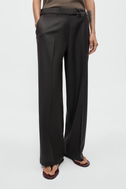Low Rise Virgin Wool Pants DARK BROWN