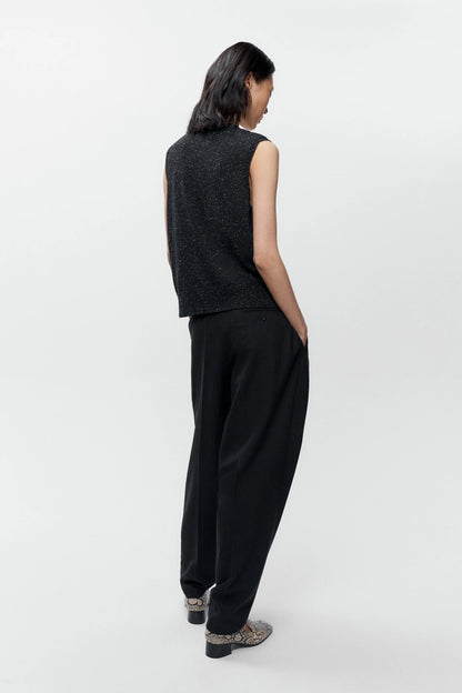 Silk &amp; Wool Flecked Waistcoat Black BLACK