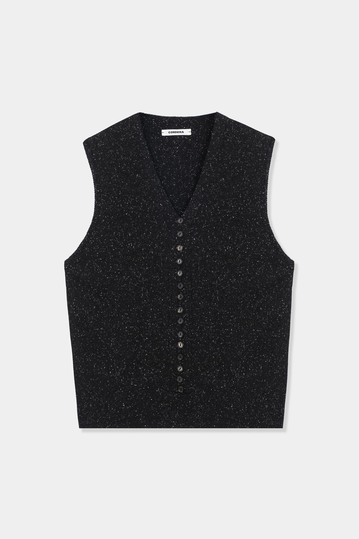 Silk &amp; Wool Flecked Waistcoat Black BLACK
