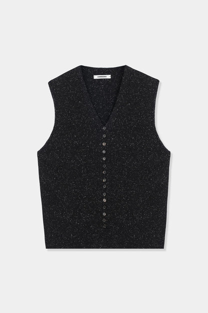 Silk &amp; Wool Flecked Waistcoat Black BLACK