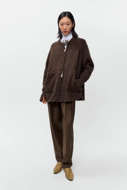 Speckled Zip-Jacket Chocolate CHOCOLATE