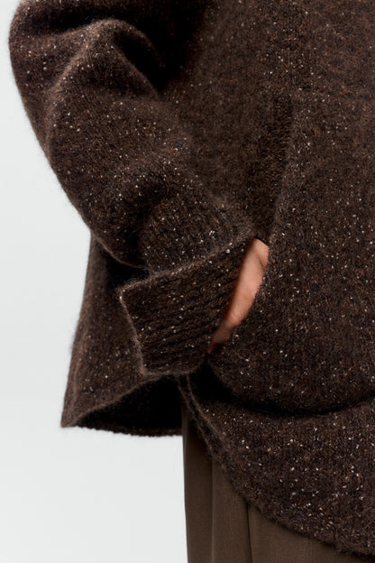 Speckled Zip-Jacket Chocolate CHOCOLATE