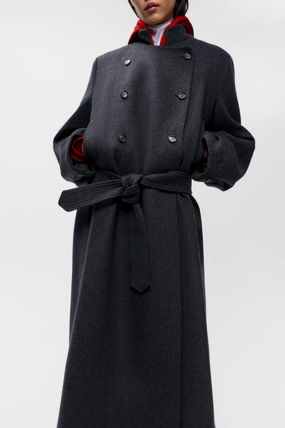 Virgin Wool Long Coat ANTHRACITE