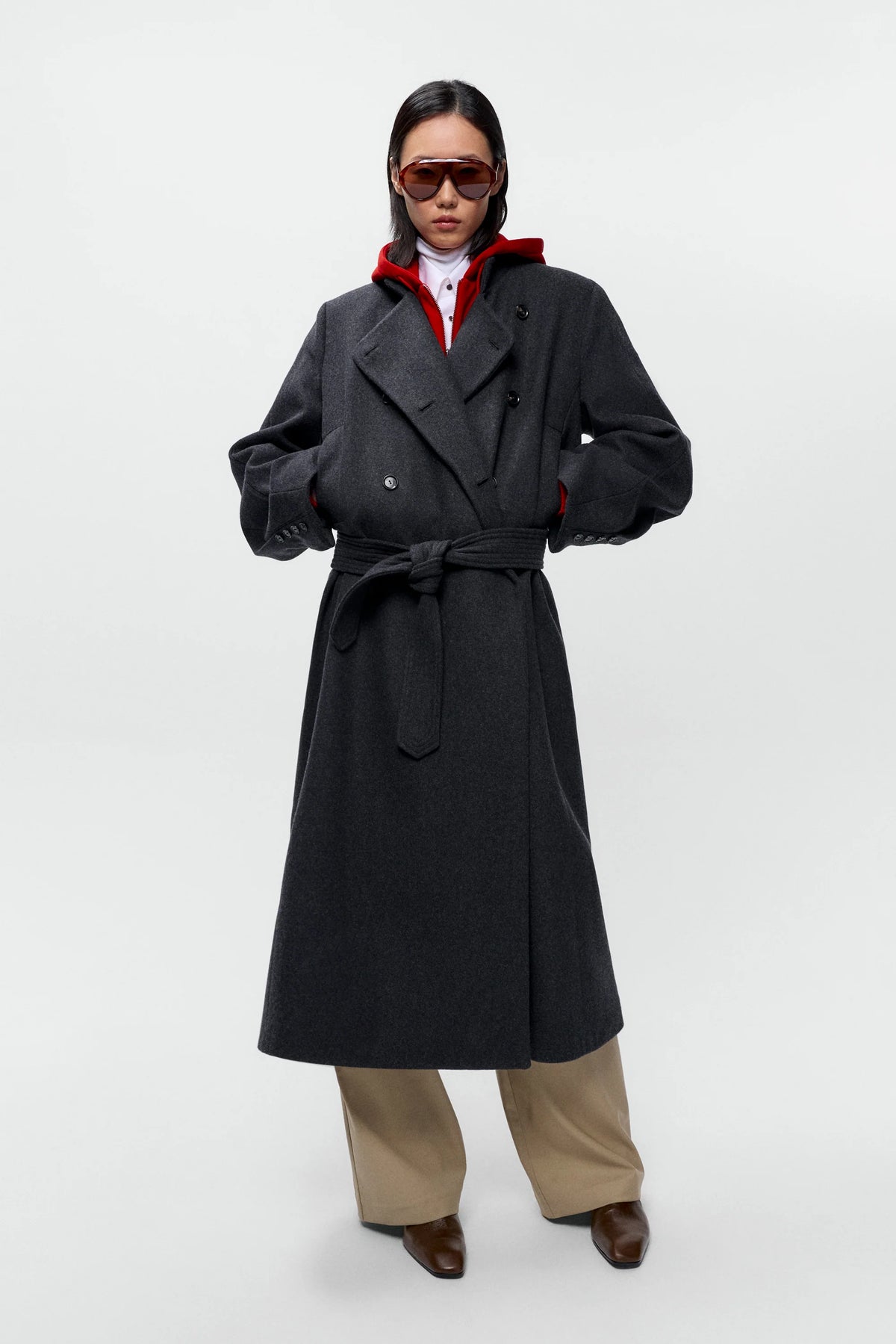 Virgin Wool Long Coat ANTHRACITE