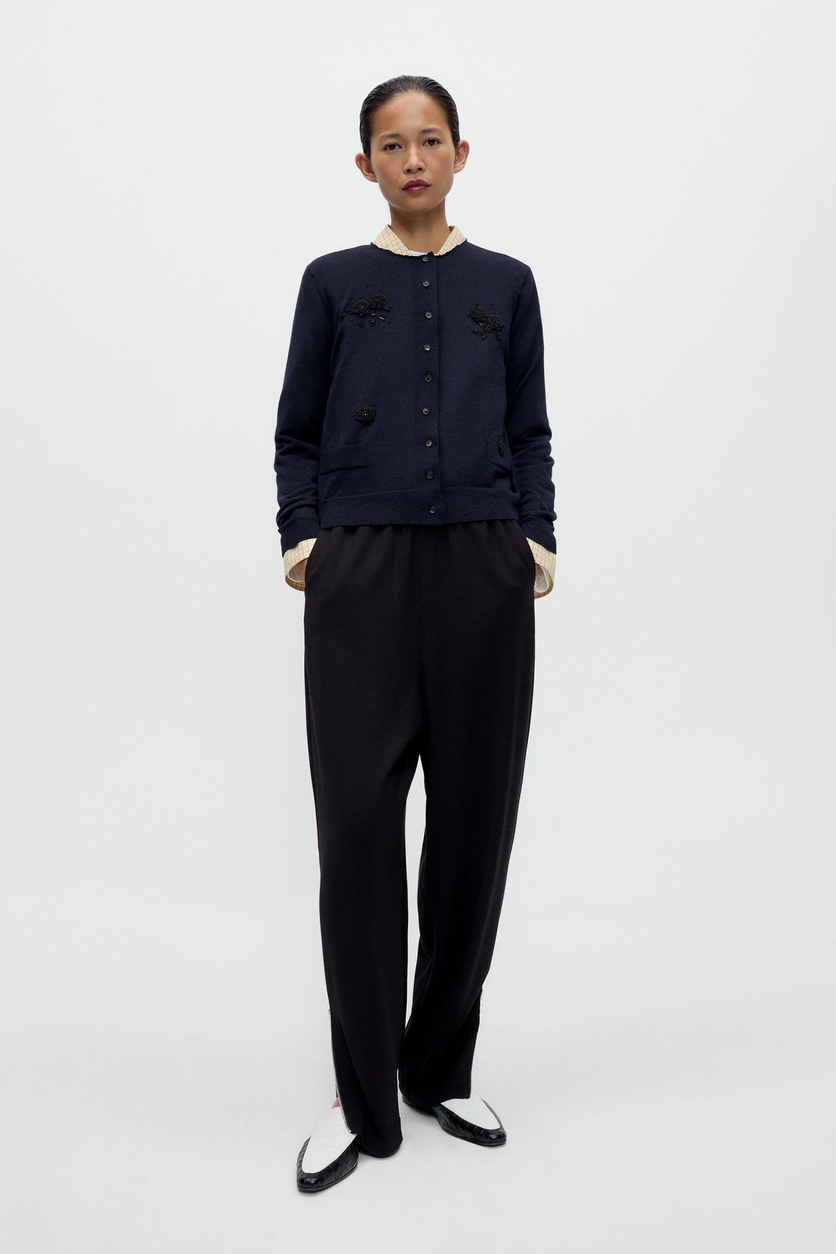 MERINO WOOL EMBELLISHED CARDIGAN
