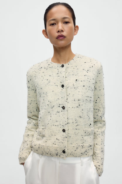 MERINO WOOL FLECKED CARDIGAN