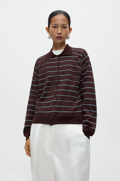 Gilet polo rayé en coton biologique