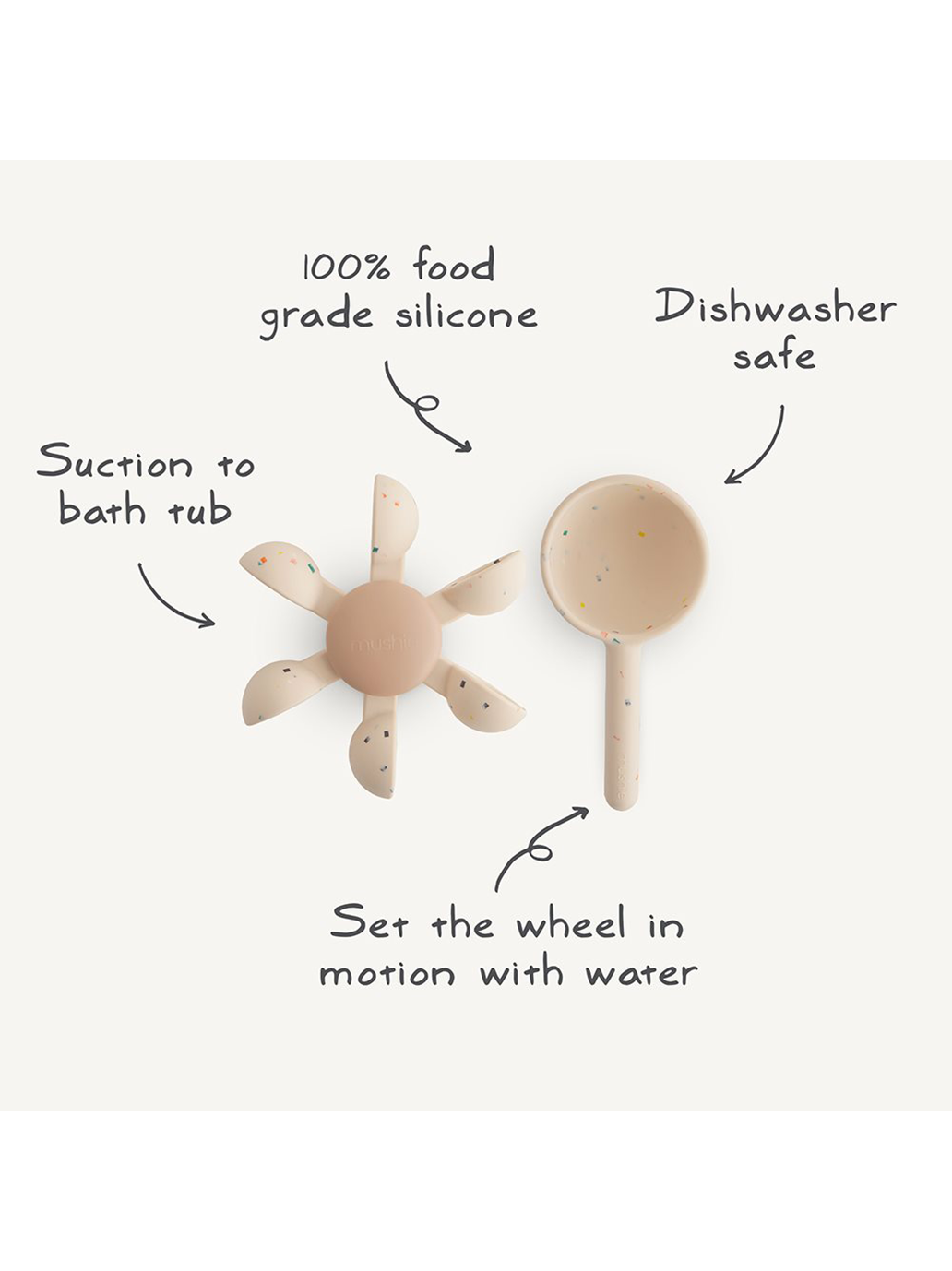 Spinner kąpielowy z przyssawką Water Wheel Mushie BEBE Concept 