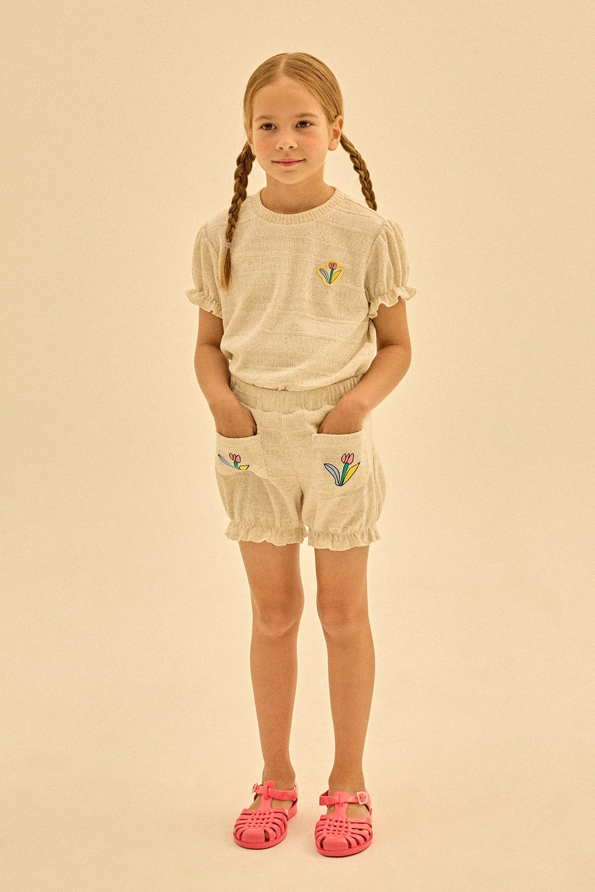 Spodenki Flower Knit Shorts Jelly Mallow BEBE Concept 