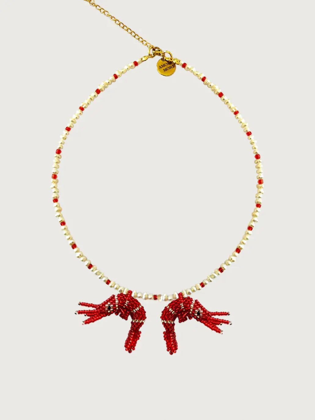 Naszyjnik Baby Prawn &amp; pearls duo necklace Amori Mori BEBE Concept 