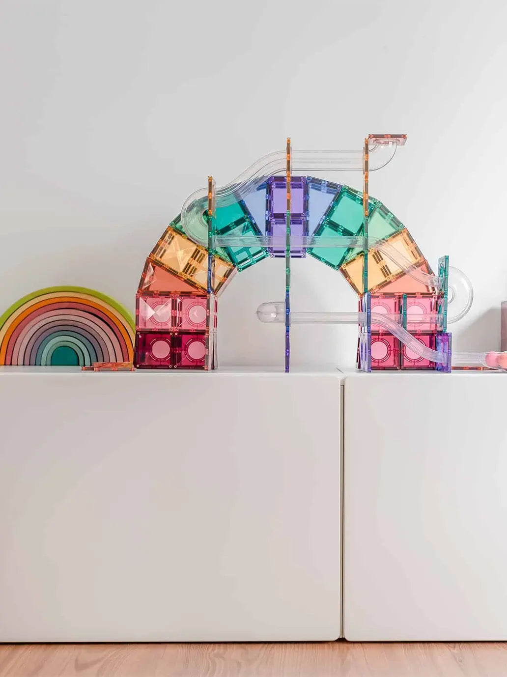 Klocki magnetyczne kulodrom Pastel Ball Run Pack Connetix BEBE Concept 