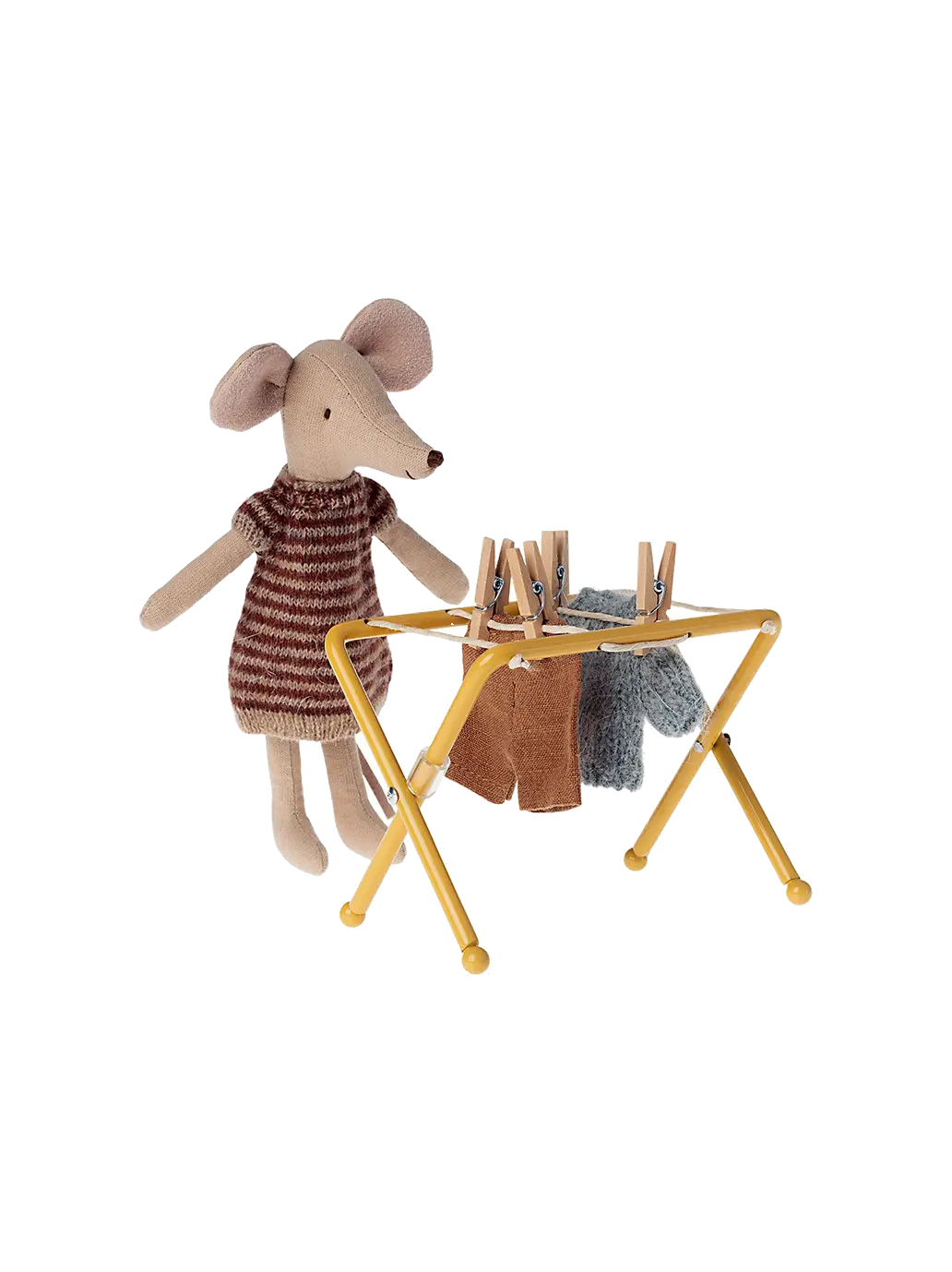 metalowa mini suszarka na pranie z drewnianymi przypinkami Maileg BEBE Concept 
