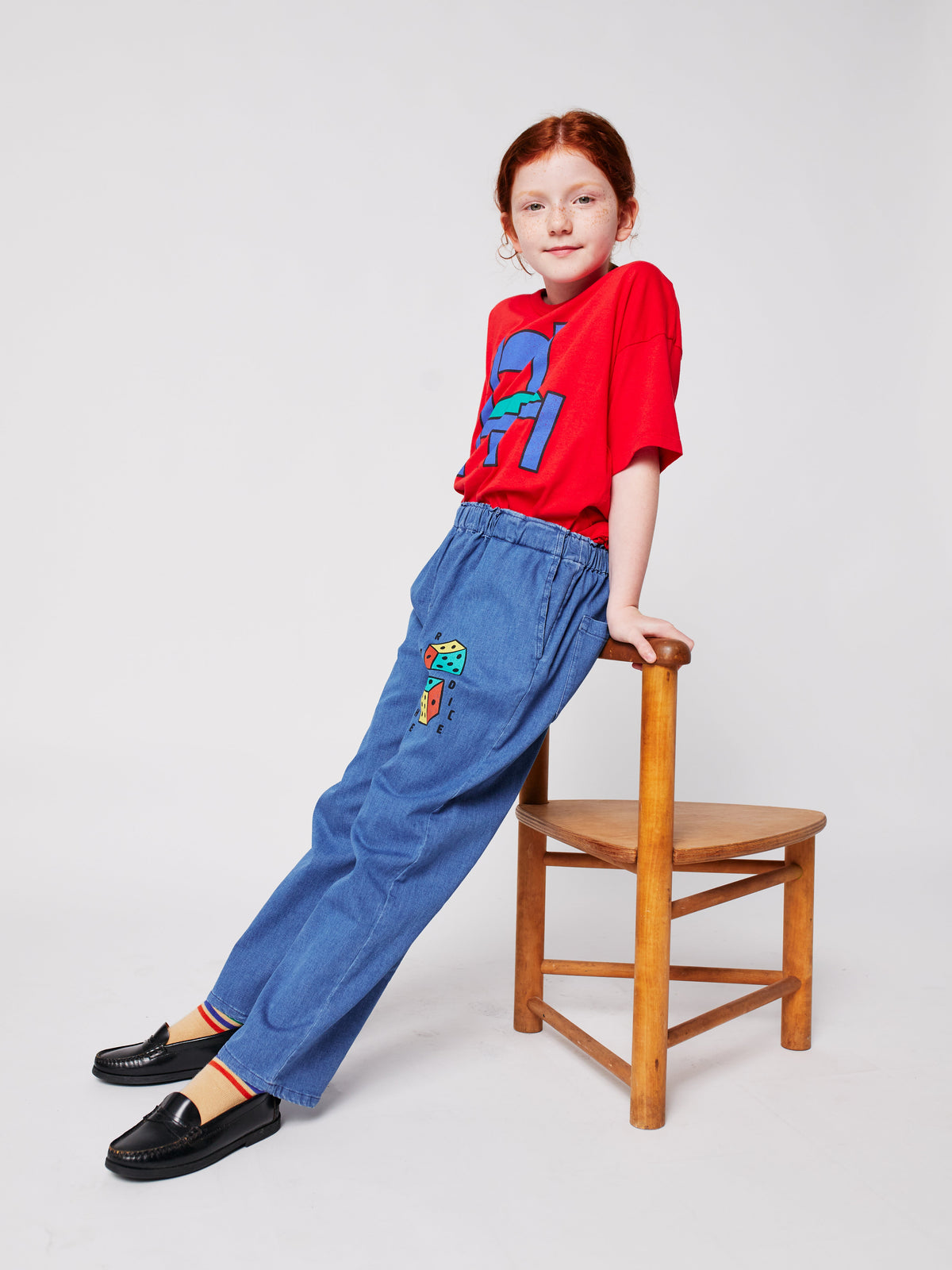 Roll the dice light denim pants Kids Bobo Choses BEBE Concept 