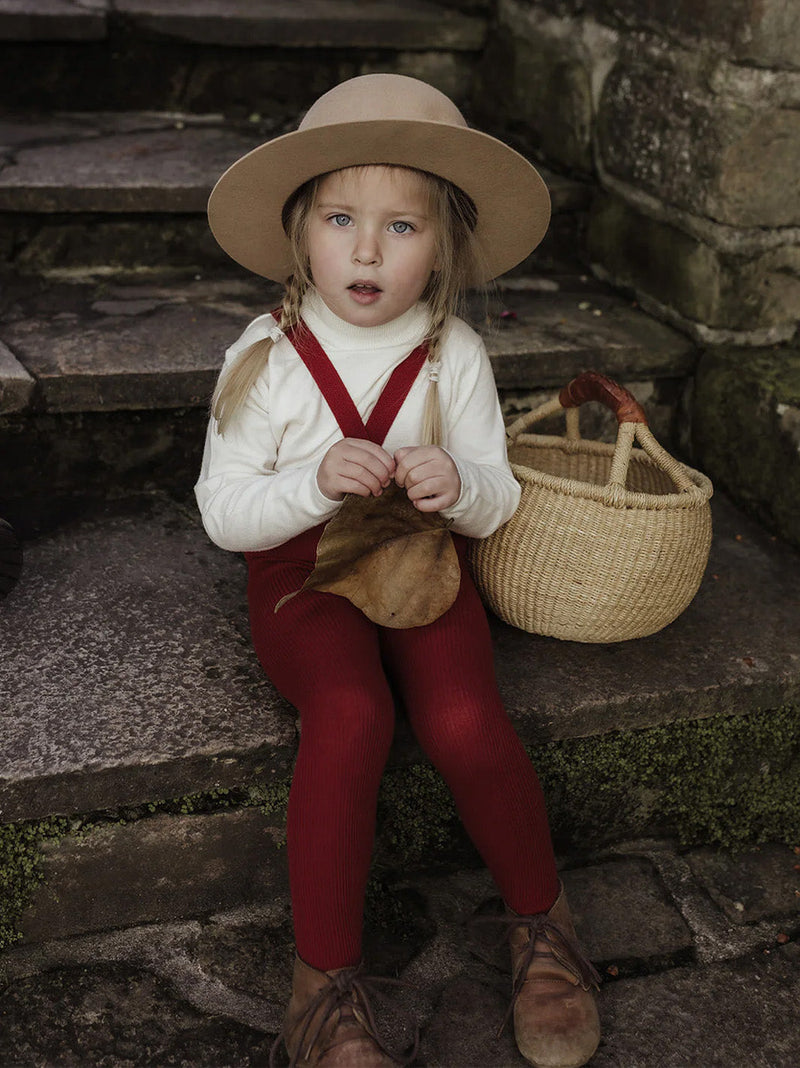 rajstopy z organicznej bawełny z szelkami w stylu vintage Silly Silas BEBE Concept 