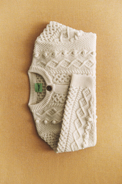 Gilet Aran en laine mérinos ECRU