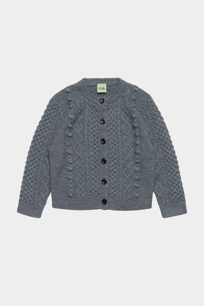 Sweter z wełny merino Aran Cardigan STEEL